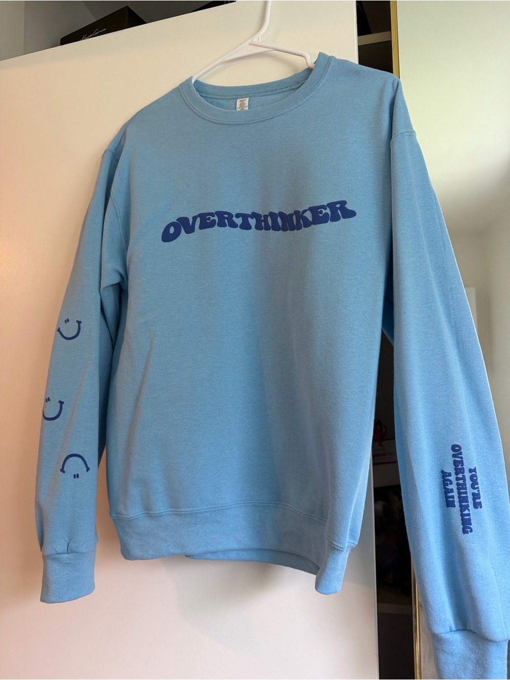 Overthinker Graphic Crewneck Sweatshirt - Blue